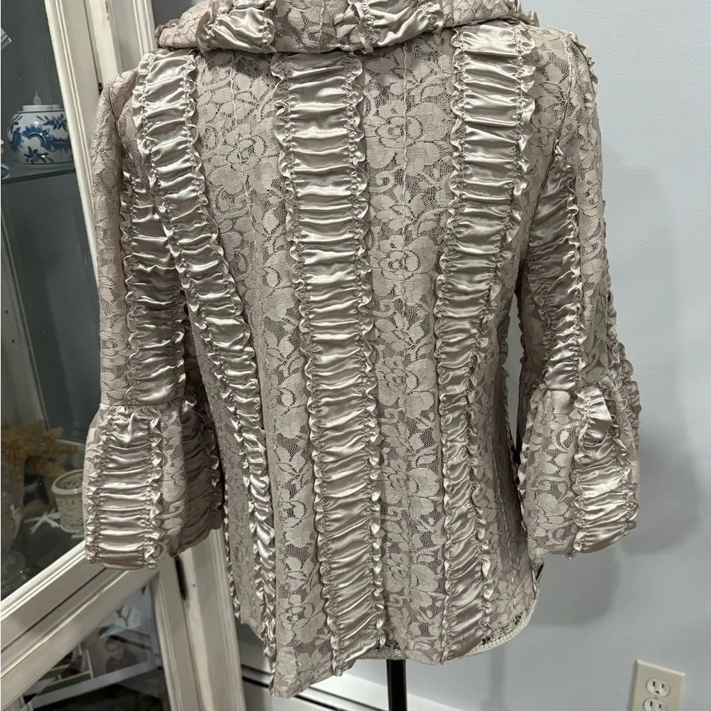 Damee Inc  Lace Ruffle Blazer - Cream